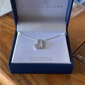 Belk Silver Heart Necklace with Cubic Zirconia